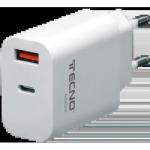 TECNO TC-883 CARICATORE 20W USB TYPE-C  + USB QC3.0