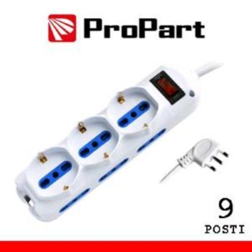 PROPART PEM2613-BK MULTIPRESA 9 POSTI 10A CON INTERUTTORE ON/OF