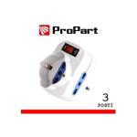 PROPART PES1080-W ADATTATORE 3POS BIPASSO/SCHUKO SPINA 10A + INTERRUTORE