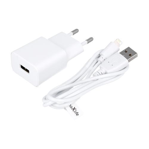 MAXLIFE  MXTC-0 CARICATORE USB + CAVO LIGHTNING 1.0MT 2.1A WHITE