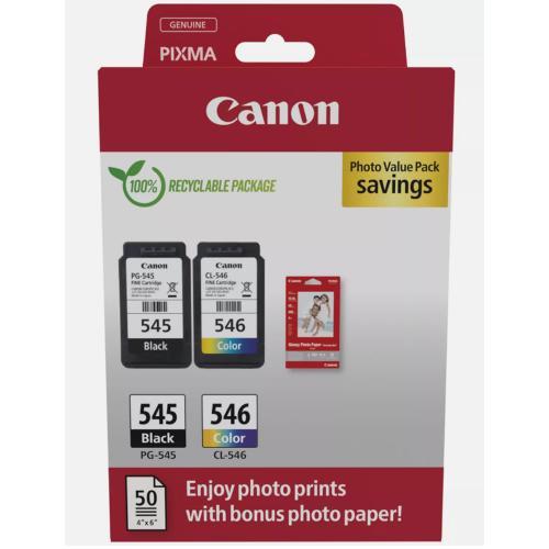 CANON PIXMA CANON PG-545/CL-546 NERO/COLORE + 50FG 10X15 CARTUCCE+CARTA MULTIPACK