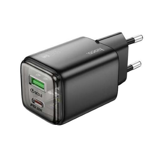 HOCO N71 CARICABATTERIA USB A + USB TYPE-C QC3 3A 30W NERO