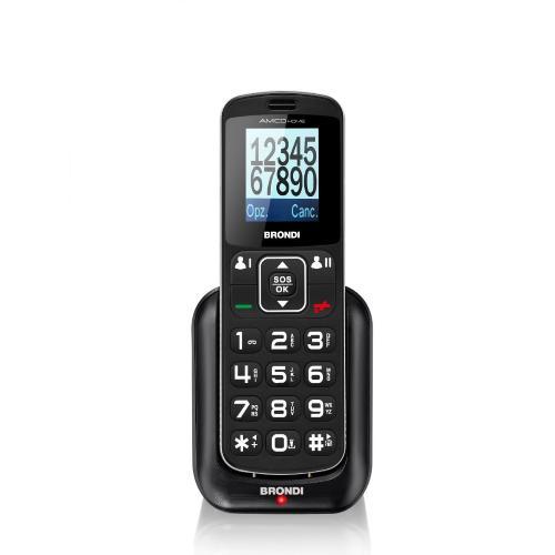 BRONDI AMICO HOME CON TASTI GRANDI  DUAL SIM CON BASE DI RICARICA BLACK